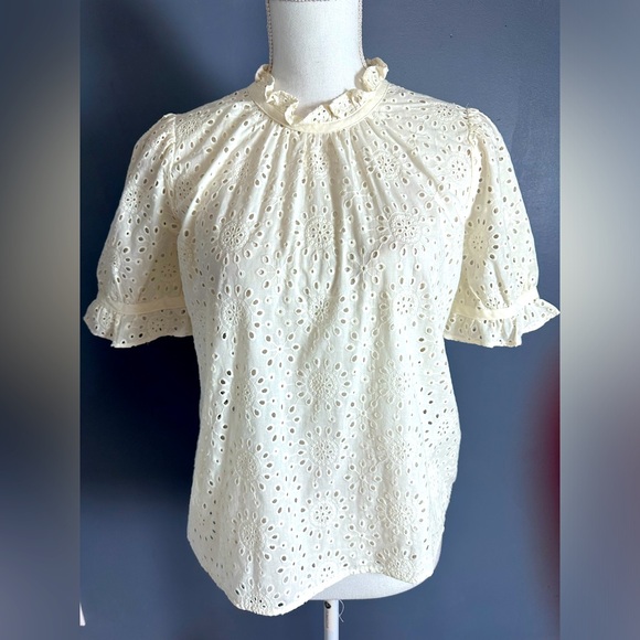 Madewell Eyelet High-neck Blouse - Picture 1 of 6
